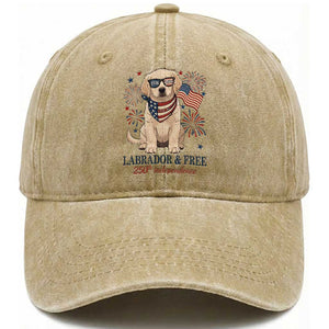 250th America Anniversary Washed Cotton Baseball Cap Labrador Retriever American Flag 4th of July TS14 Print Your Wear