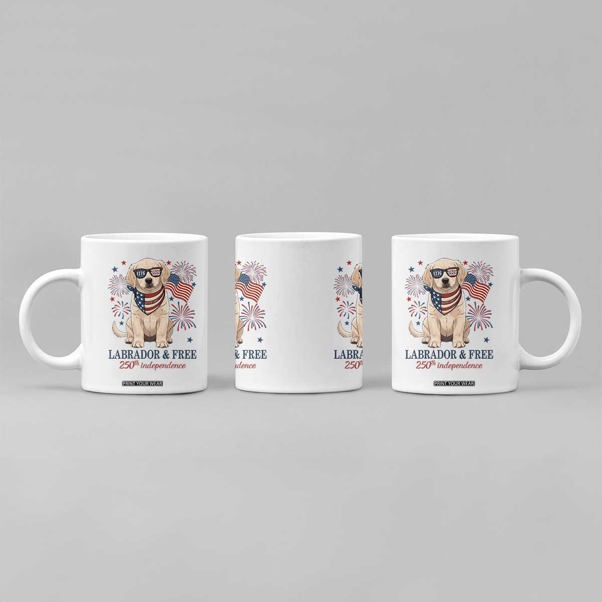 250th Anniversary USA Coffee Mug Labrador Retriever American Flag 4th of July TS14 Print Your Wear