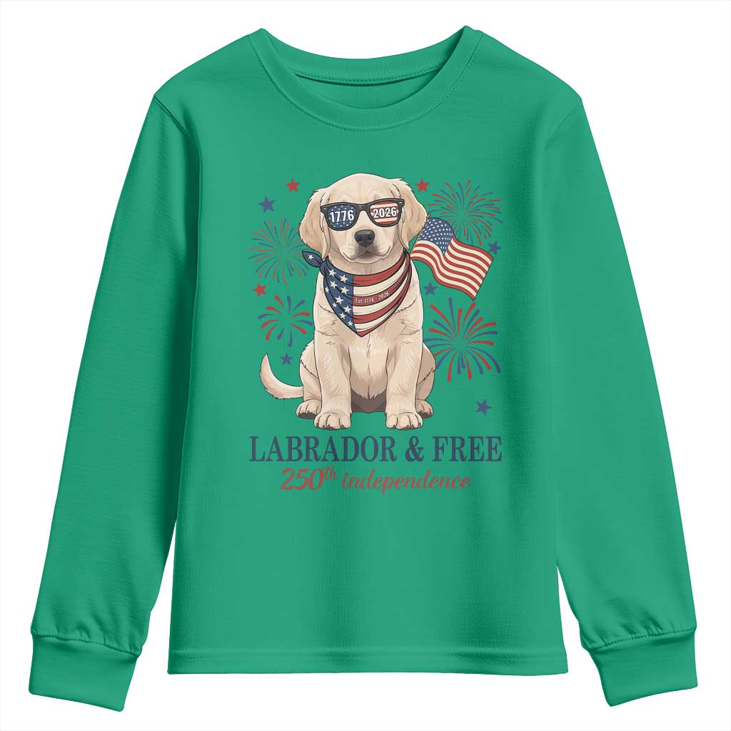 250th Anniversary USA Youth Sweatshirt Labrador Retriever American Flag 4th of July TS14 Irish Green Print Your Wear