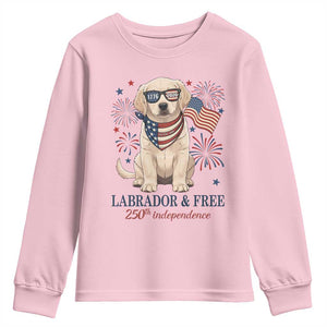 250th Anniversary USA Youth Sweatshirt Labrador Retriever American Flag 4th of July TS14 Light Pink Print Your Wear