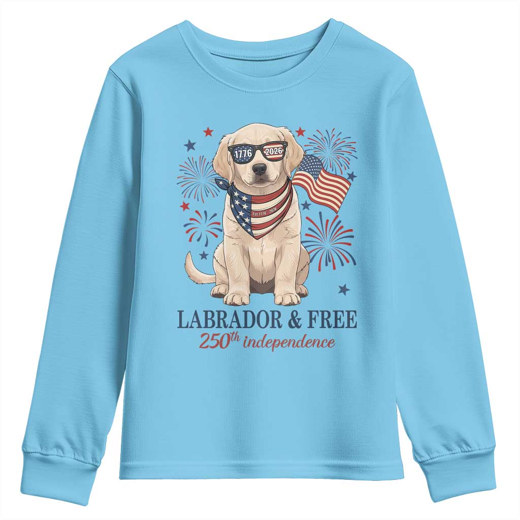 250th Anniversary USA Youth Sweatshirt Labrador Retriever American Flag 4th of July TS14 Sky Print Your Wear