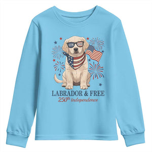 250th Anniversary USA Youth Sweatshirt Labrador Retriever American Flag 4th of July TS14 Sky Print Your Wear