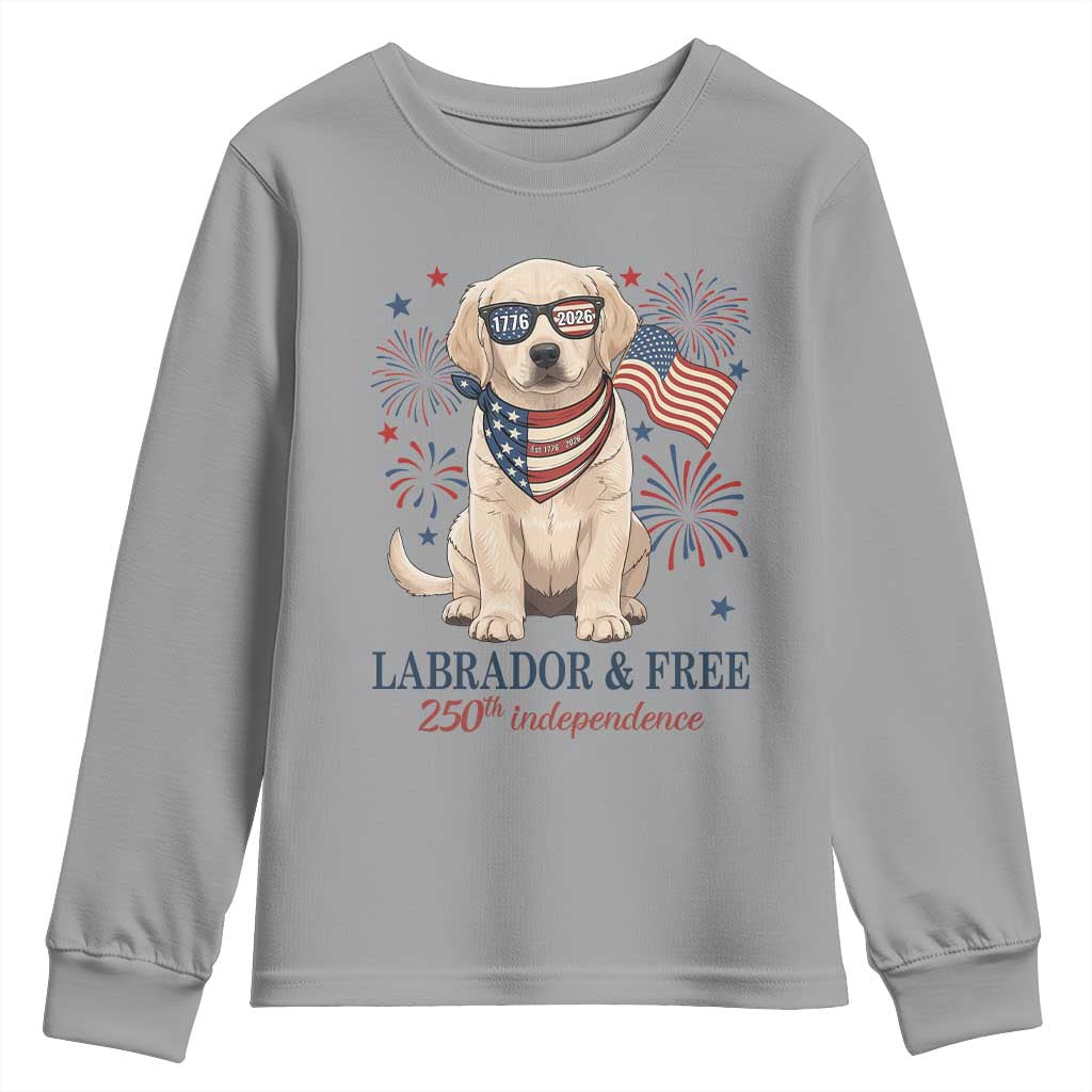 250th Anniversary USA Youth Sweatshirt Labrador Retriever American Flag 4th of July TS14 Sport Gray Print Your Wear