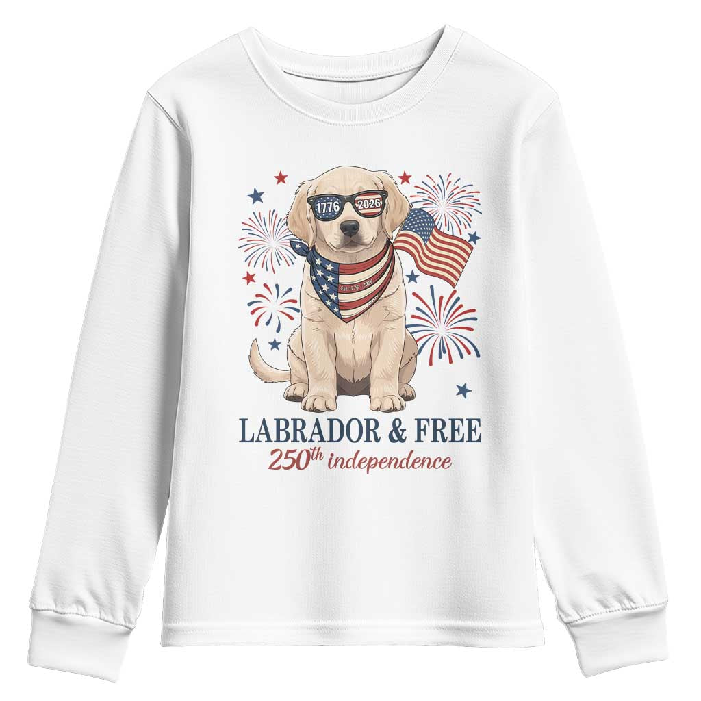 250th Anniversary USA Youth Sweatshirt Labrador Retriever American Flag 4th of July TS14 White Print Your Wear