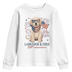 250th Anniversary USA Youth Sweatshirt Labrador Retriever American Flag 4th of July TS14 White Print Your Wear