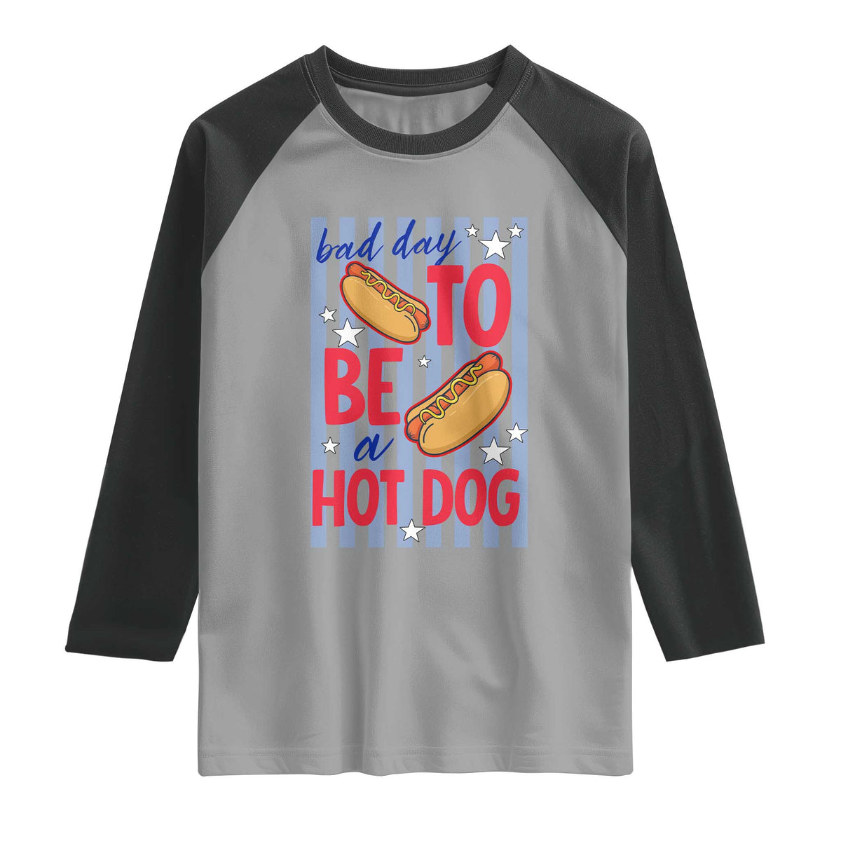 Bad Day To Be A Hot Dog Raglan Shirt 4th of July Summer Beach TS14 Sport Gray Black Print Your Wear