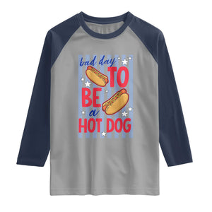 Bad Day To Be A Hot Dog Raglan Shirt 4th of July Summer Beach TS14 Sport Gray Navy Print Your Wear