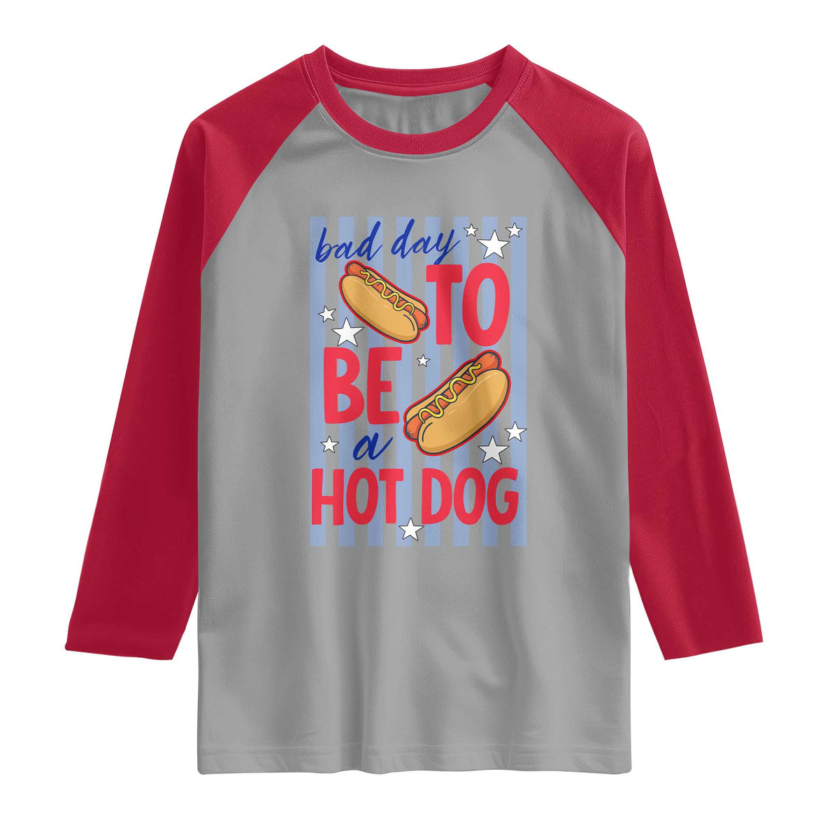 Bad Day To Be A Hot Dog Raglan Shirt 4th of July Summer Beach TS14 Sport Gray Red Print Your Wear