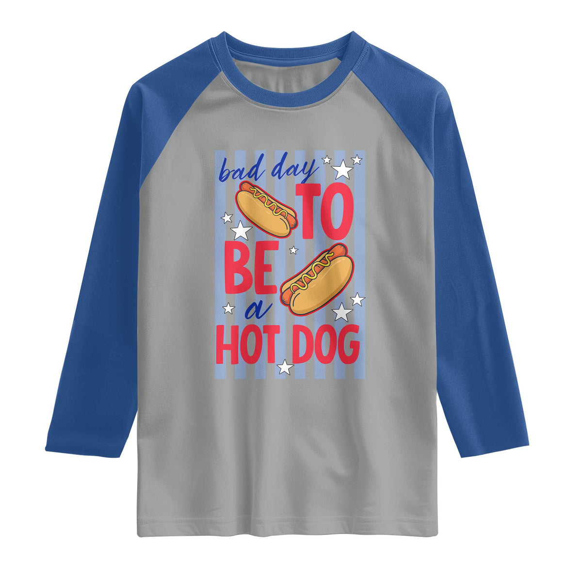 Bad Day To Be A Hot Dog Raglan Shirt 4th of July Summer Beach TS14 Sport Gray Royal Print Your Wear
