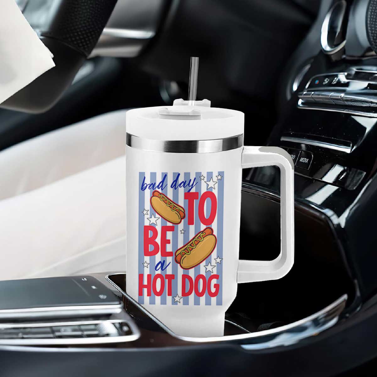 Bad Day To Be A Hot Dog Tumbler With Handle 4th of July Summer Beach TS14 Print Your Wear
