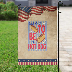 Bad Day To Be A Hot Dog Patriotic Garden Flag 4th of July Summer Beach TS14 Vintage Rustic Tan Navy Print Your Wear