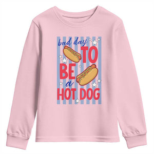 Bad Day To Be A Hot Dog Youth Sweatshirt 4th of July Summer Beach TS14 Light Pink Print Your Wear