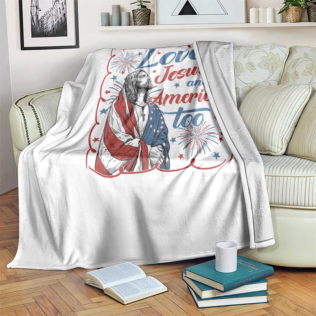 Loves Jesus and America Too Throw Blanket Patriotic Christian Jesus 4th of July TS14 Print Your Wear