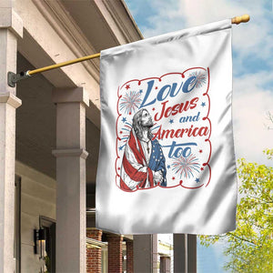 Loves Jesus and America Too Garden Flag Patriotic Christian Jesus 4th of July TS14 Print Your Wear