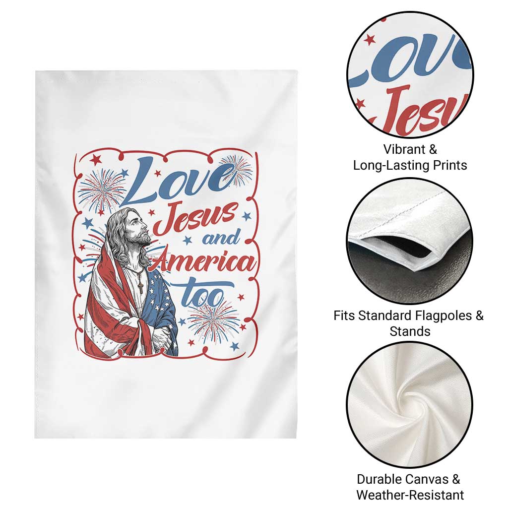 Loves Jesus and America Too Garden Flag Patriotic Christian Jesus 4th of July TS14 Print Your Wear