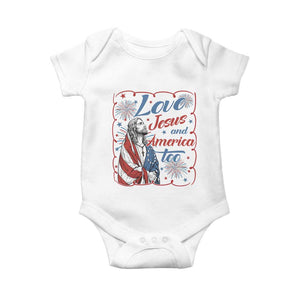 Loves Jesus and America Too Baby Onesie Patriotic Christian Jesus 4th of July TS14 White Print Your Wear