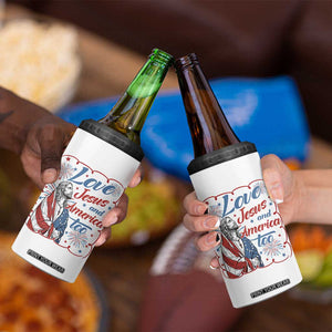 Loves Jesus and America Too 4 in 1 Can Cooler Tumbler Patriotic Christian Jesus 4th of July TS14 Print Your Wear
