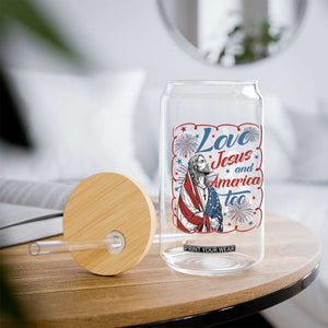 Loves Jesus and America Too Glass Can Patriotic Christian Jesus 4th of July TS14 Print Your Wear