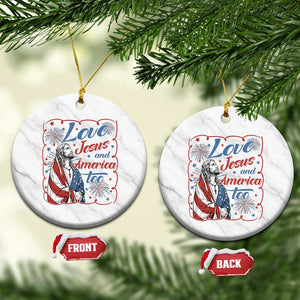 Loves Jesus and America Too Ceramic Ornament Patriotic Christian Jesus 4th of July TS14 1pc White Marble Print Your Wear