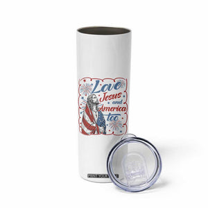 Loves Jesus and America Too Skinny Tumbler Patriotic Christian Jesus 4th of July TS14 Print Your Wear