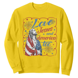 Loves Jesus and America Too Sweatshirt Patriotic Christian Jesus 4th of July TS14 Daisy Print Your Wear