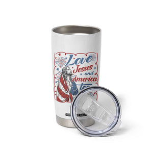Loves Jesus and America Too Tumbler Cup Patriotic Christian Jesus 4th of July TS14 Print Your Wear