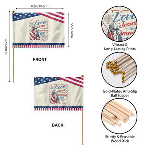 Loves Jesus and America Too Patriotic Handheld Flag Christian Jesus 4th of July TS14 Print Your Wear