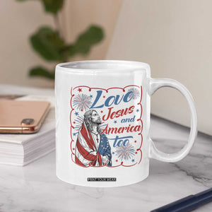 Loves Jesus and America Too Coffee Mug Patriotic Christian Jesus 4th of July TS14 Print Your Wear