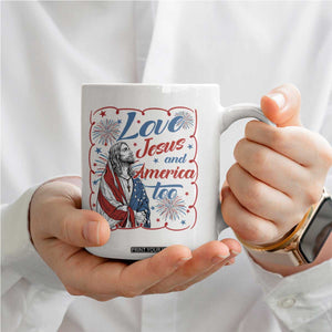 Loves Jesus and America Too Coffee Mug Patriotic Christian Jesus 4th of July TS14 Print Your Wear