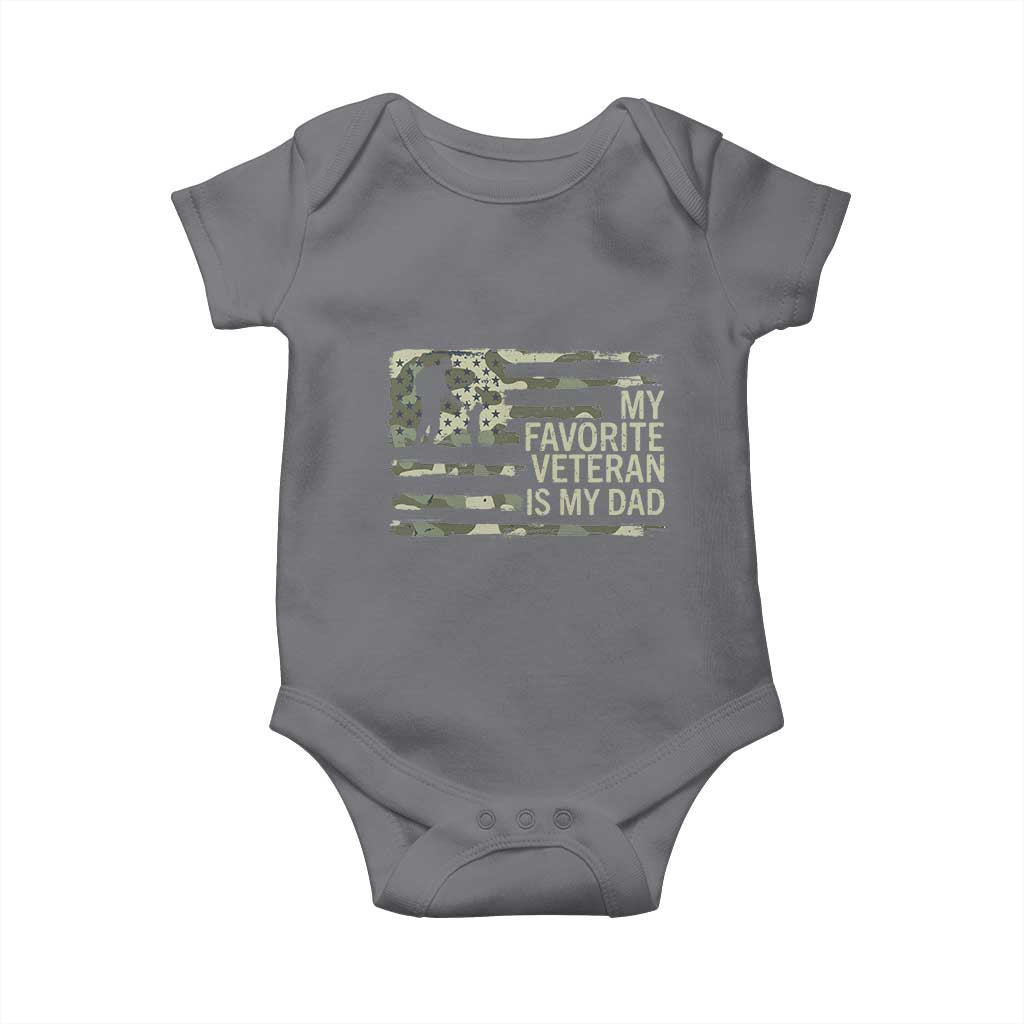 My Favorite Veteran is My Dad Baby Onesie Veteran Dad Camo American Flag