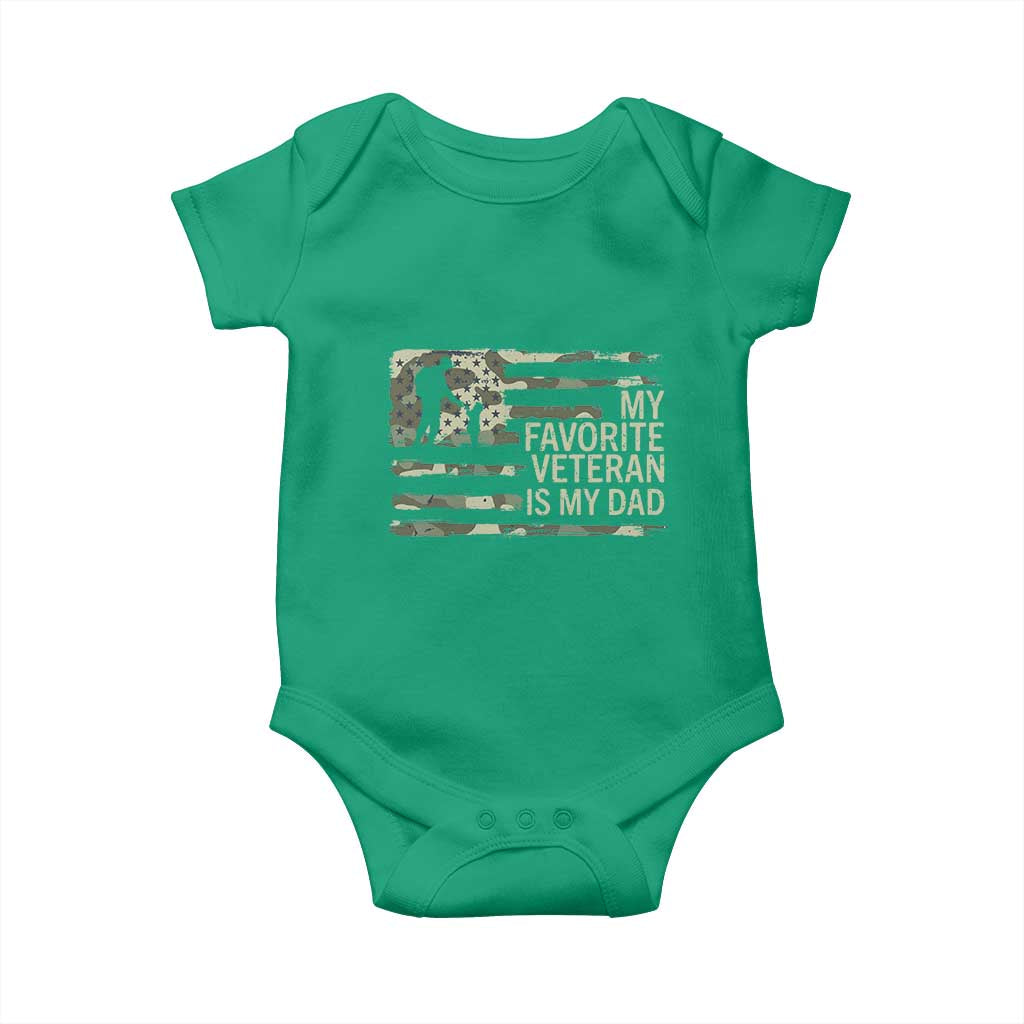 My Favorite Veteran is My Dad Baby Onesie Veteran Dad Camo American Flag