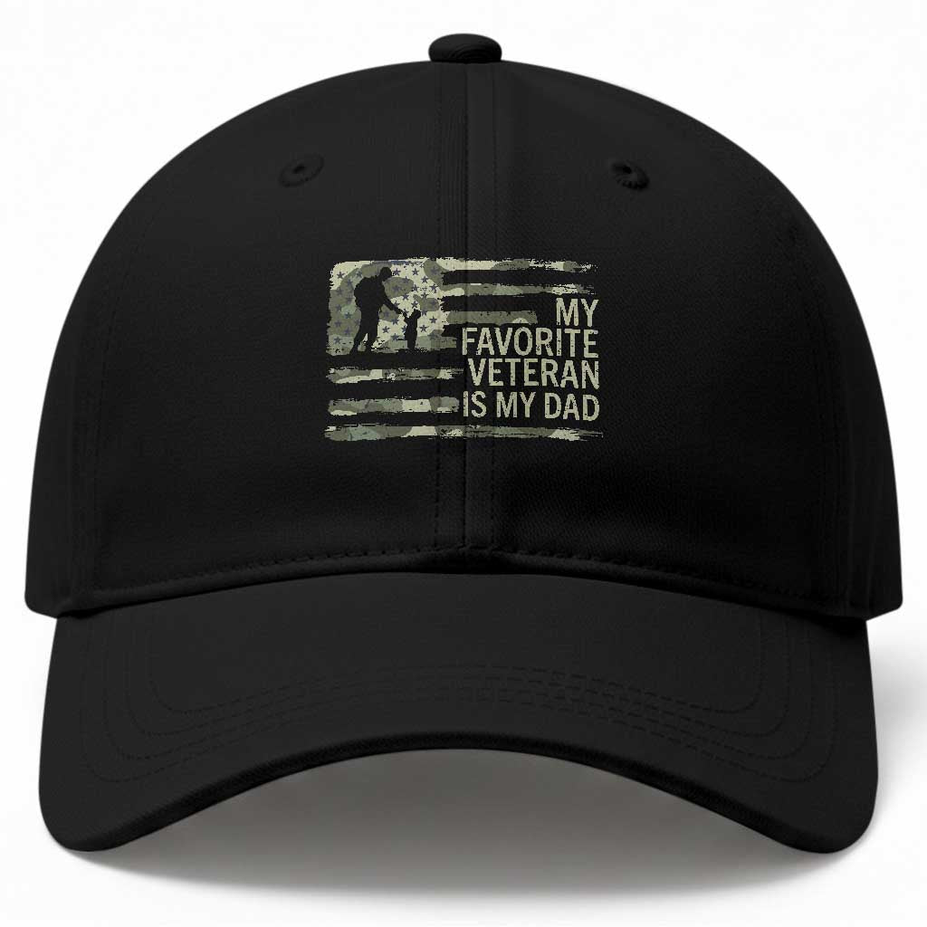 My Favorite Veteran is My Dad Baseball Cap Veteran Dad Camo American Flag