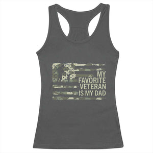 My Favorite Veteran is My Dad Racerback Tank Top Veteran Dad Camo American Flag