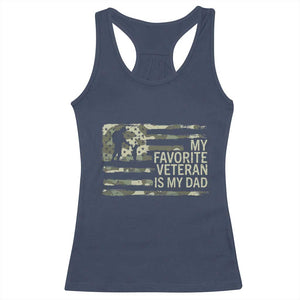My Favorite Veteran is My Dad Racerback Tank Top Veteran Dad Camo American Flag