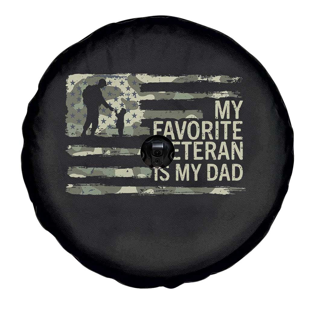 My Favorite Veteran is My Dad Spare Tire Cover Veteran Dad Camo American Flag
