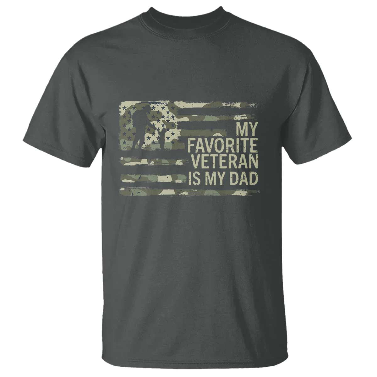 My Favorite Veteran is My Dad T Shirt Veteran Dad Camo American Flag