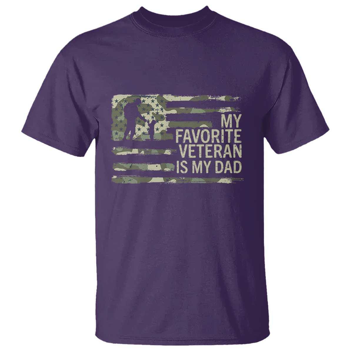 My Favorite Veteran is My Dad T Shirt Veteran Dad Camo American Flag
