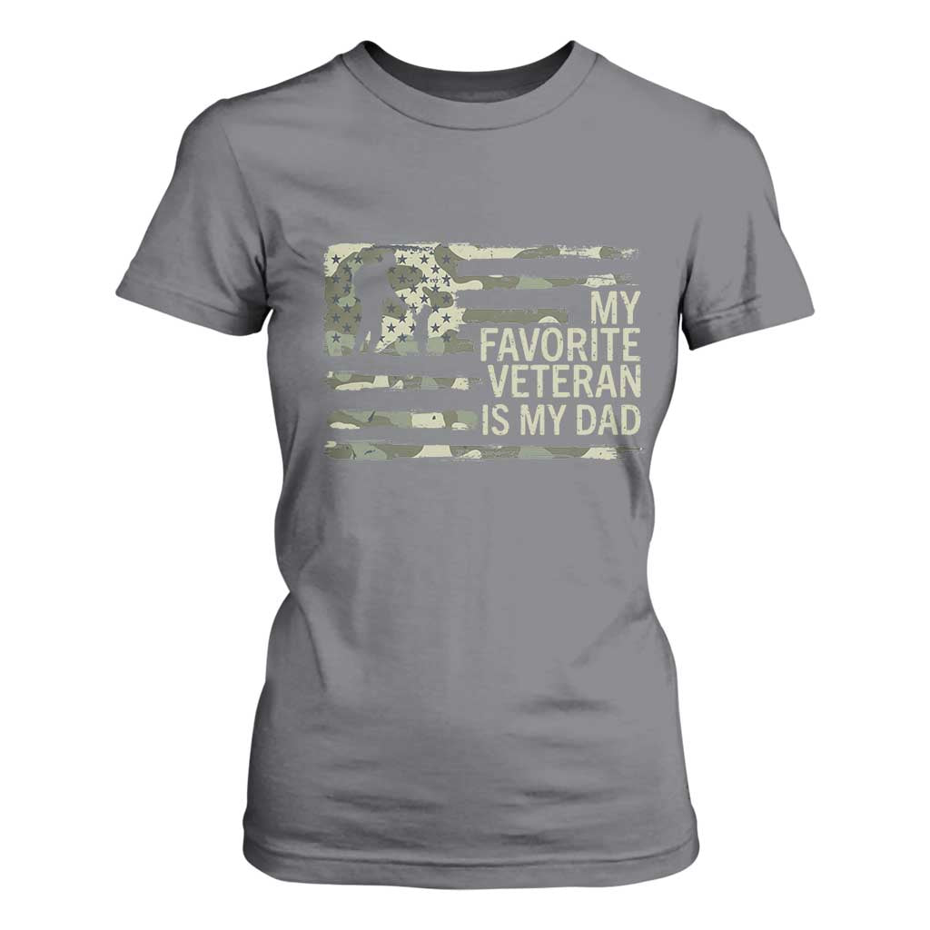 My Favorite Veteran is My Dad T Shirt For Women Veteran Dad Camo American Flag TS14 Charcoal Print Your Wear