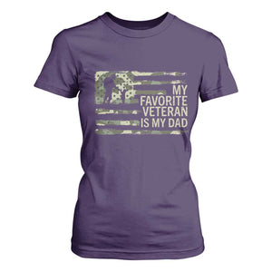 My Favorite Veteran is My Dad T Shirt For Women Veteran Dad Camo American Flag TS14 Purple Print Your Wear