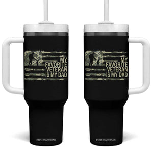 My Favorite Veteran is My Dad Tumbler With Handle Veteran Dad Camo American Flag