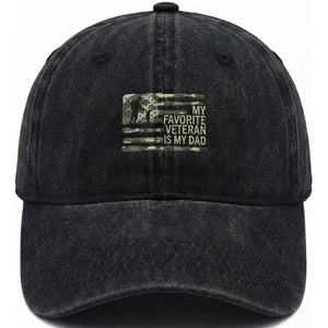 My Favorite Veteran is My Dad Washed Cotton Baseball Cap Veteran Dad Camo American Flag