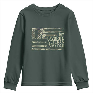My Favorite Veteran is My Dad Youth Sweatshirt Veteran Dad Camo American Flag