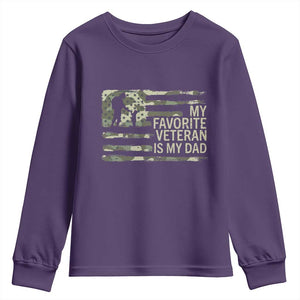 My Favorite Veteran is My Dad Youth Sweatshirt Veteran Dad Camo American Flag