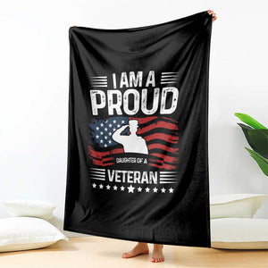 Proud Daughter Veteran Nothing Scares Throw Blanket Military Family Pride American Flag