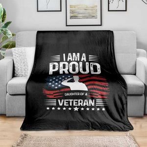 Proud Daughter Veteran Nothing Scares Throw Blanket Military Family Pride American Flag