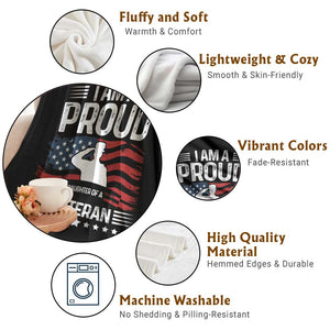 Proud Daughter Veteran Nothing Scares Throw Blanket Military Family Pride American Flag