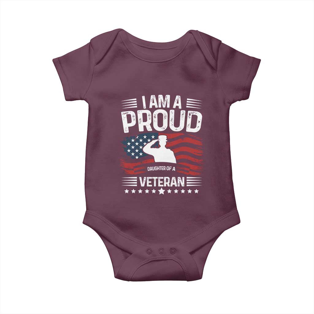 Proud Daughter Veteran Nothing Scares Baby Onesie Military Family Pride American Flag