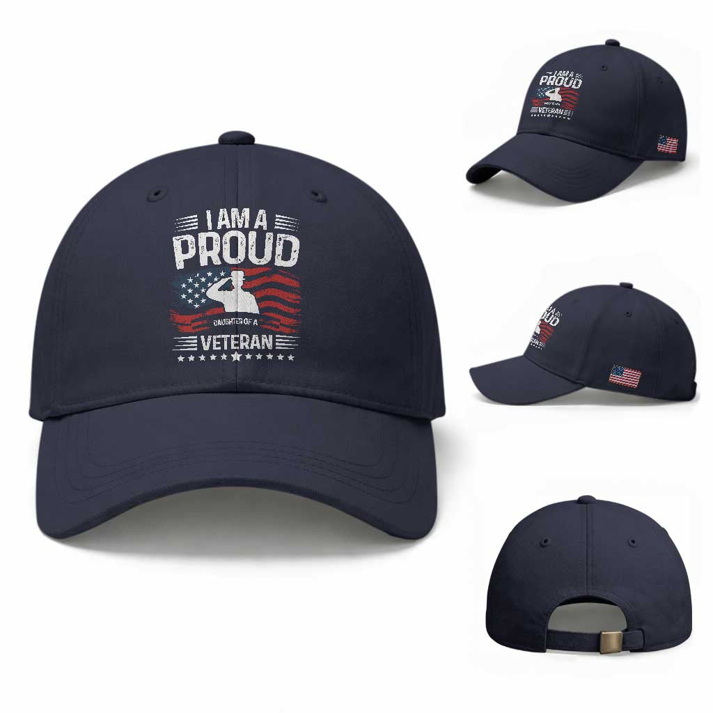 Proud Daughter Veteran Nothing Scares Baseball Cap Military Family Pride American Flag
