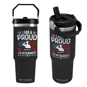 Proud Daughter Veteran Nothing Scares Flip Straw Tumbler Military Family Pride American Flag