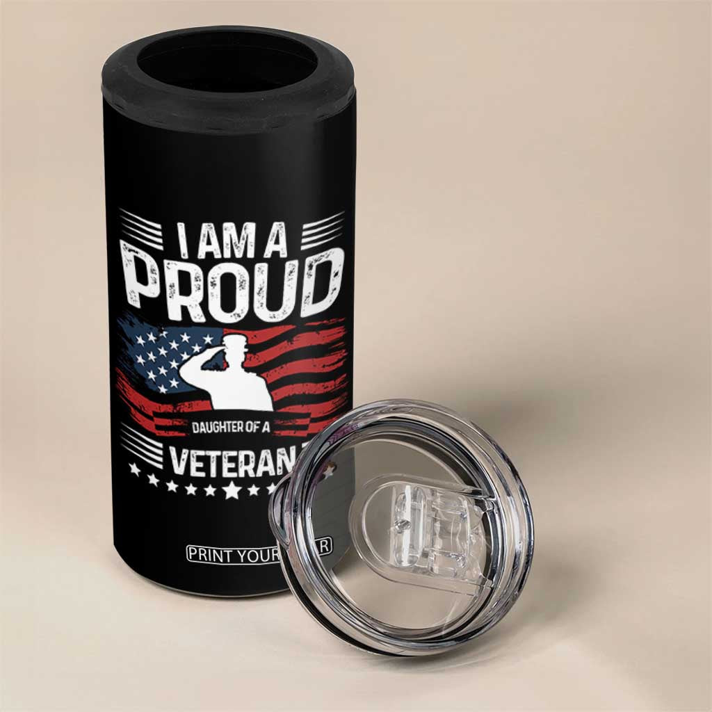 Proud Daughter Veteran Nothing Scares 4 in 1 Can Cooler Tumbler Military Family Pride American Flag TS14 Print Your Wear